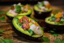 CITRUS SHRIMP CEVICHE STUFFED AVOCADOS